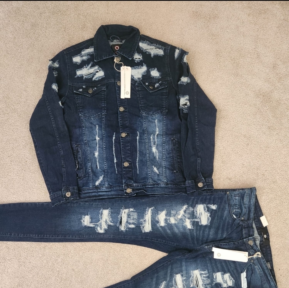 New Men's Focus Denim Jacket Set